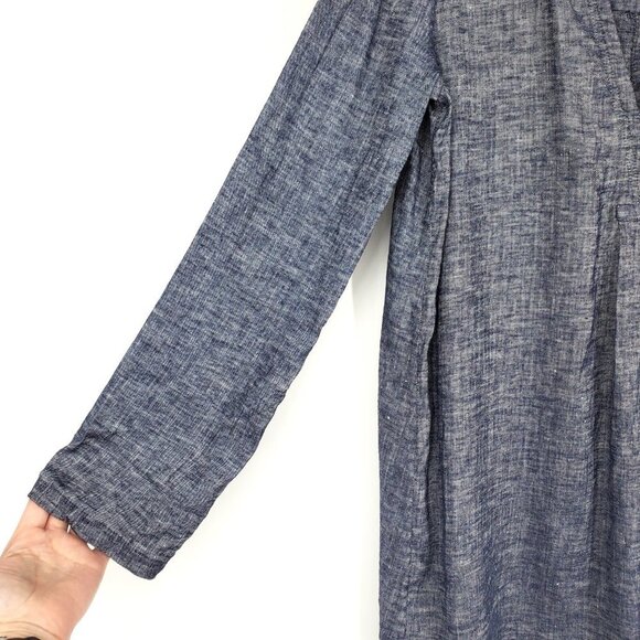 Theory Ofeliah Tierra Wash Pleated Tunic Top Blue Linen Blend Small - Picture 4 of 10